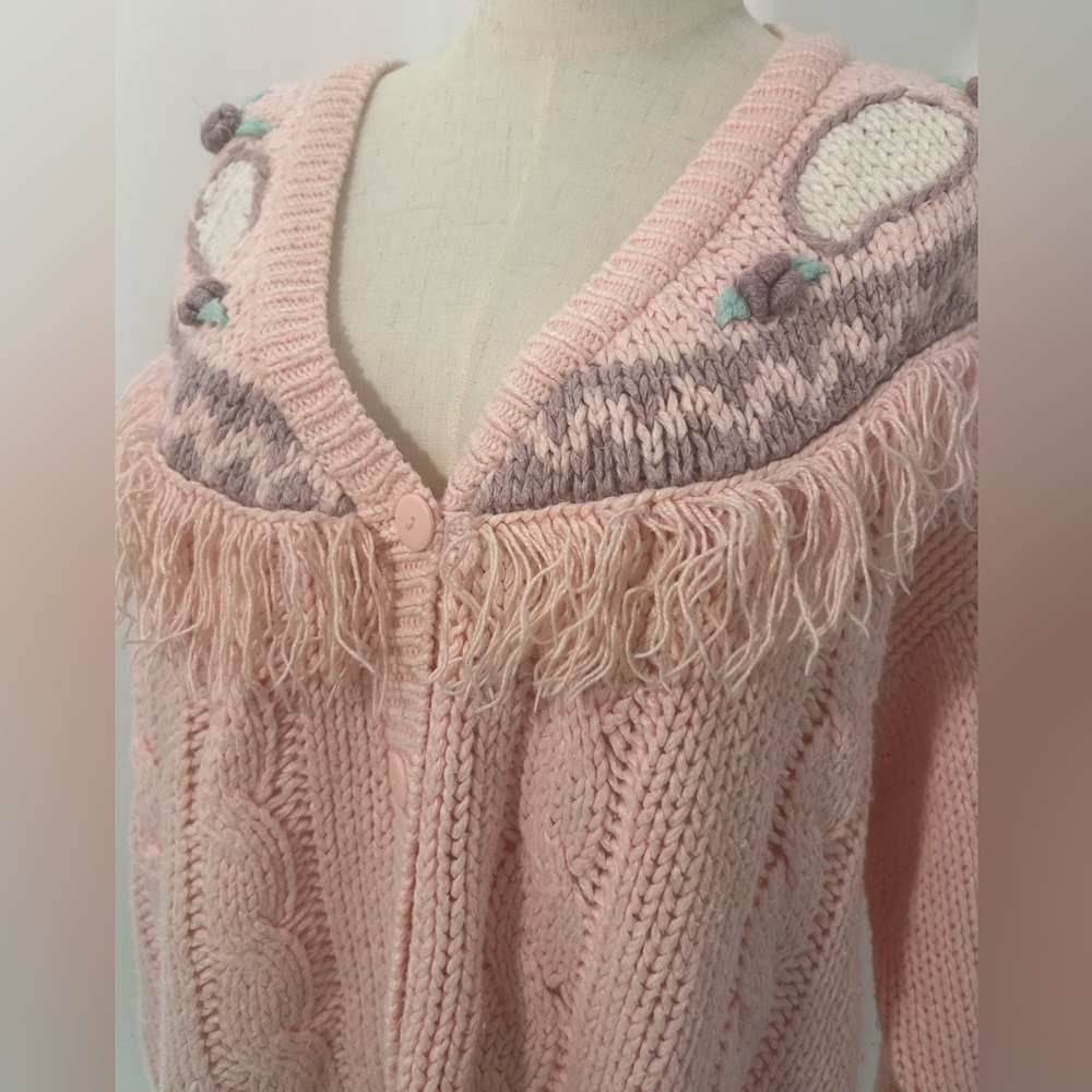 VINTAGE 80s SARIT Hand Knit Cardigan - Picture 4 of 5